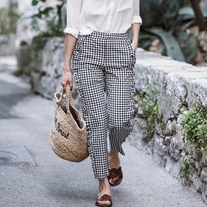 Zara gingham trousers with ruffle trim